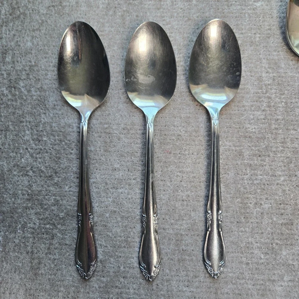 11 Assorted Stainless Homestead Oneida  Spoons 2 Serving, 3Table, and 6 Tea